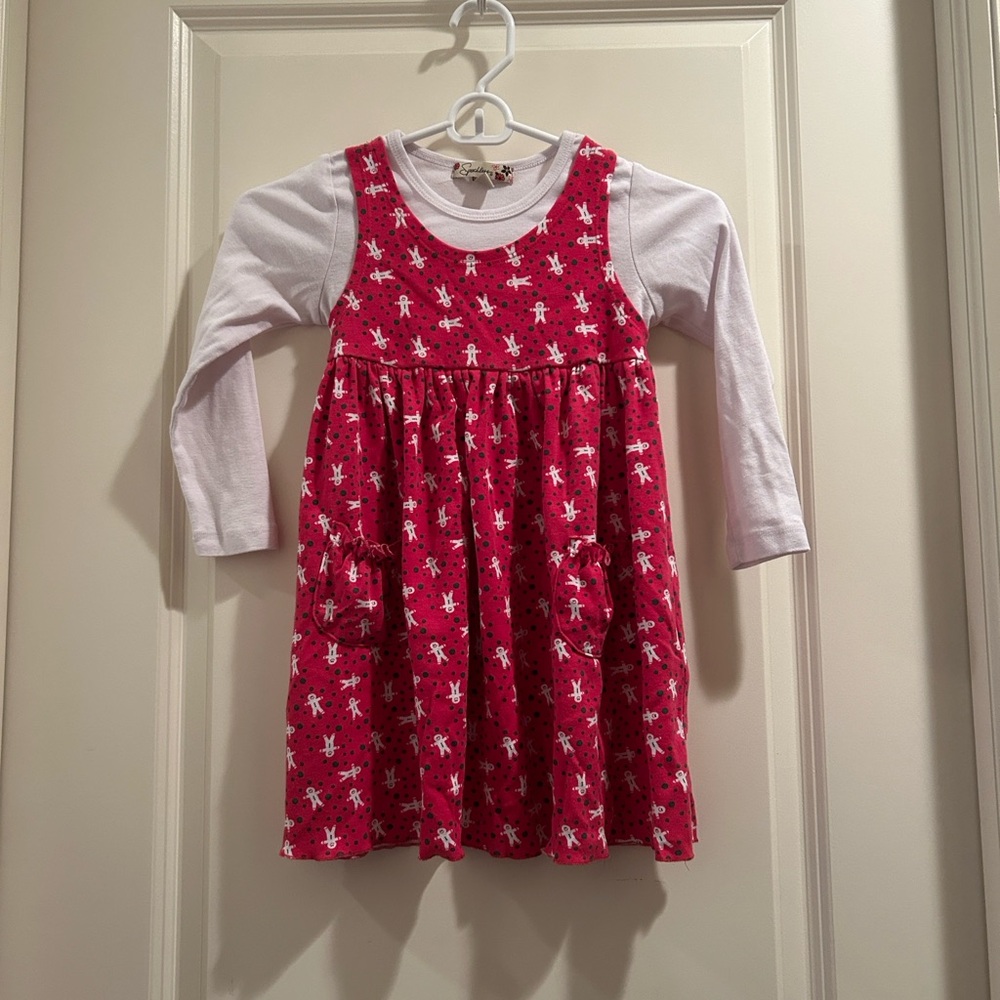 Speechless Girls 1 piece gingerbread Holiday dress pleats ruffle pockets size 5